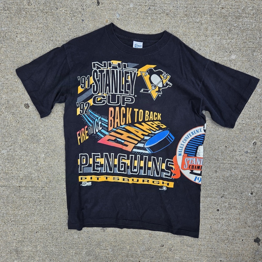 Vintage Pittsburgh Penguins T Shirt Mens Large Stanley Cup Salem Sportswear 90s